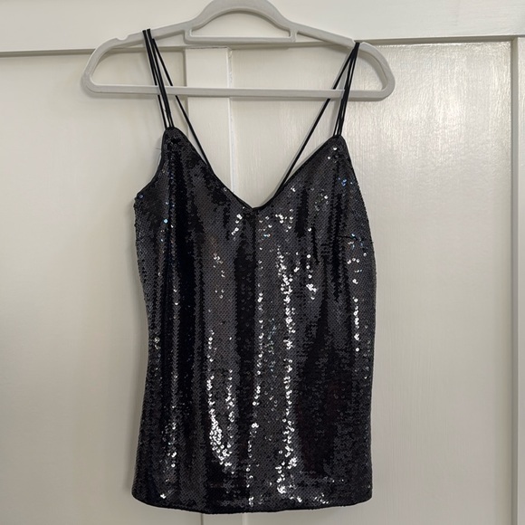 H & M Black Sequin Tank Sz S - Picture 1 of 4